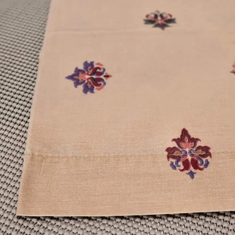 Pillowcase Standard Queen Floral Scroll Pattern Light Tan Peach Beige Multicolor